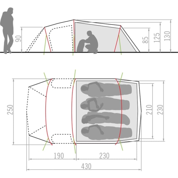VAUDE Allround Ferret XT 4P - Vier Personen Zelt agave - Bild 2