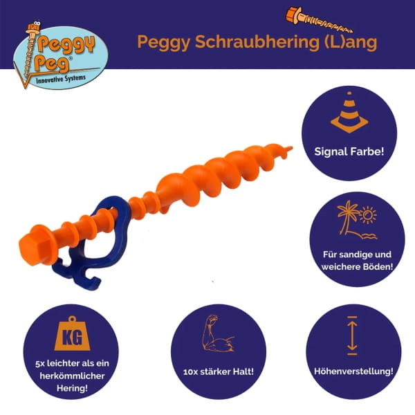 Peggy Peg Schraubhering Long 31 cm mit Haken - Heringe 2er Set - Bild 8 Peggy Peg Schraubhering Long 31 cm mit Haken - Heringe 2er Set - Bild 8