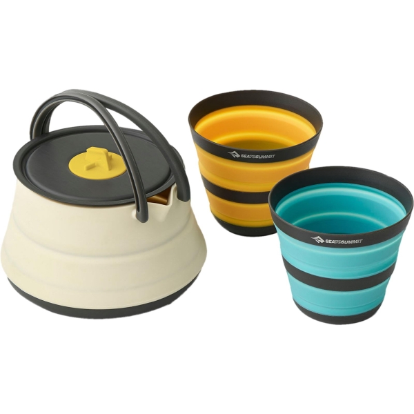 Sea to Summit Frontier UL Collapsible Kettle Cook Set - Kettle + 2 Cups white-blue-yellow - Bild 1