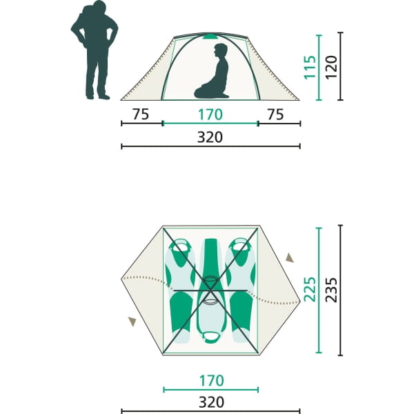 Jack Wolfskin Skyrocket Dome III - 3-Personen-Zelt gingko green - Bild 6