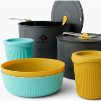 Vorschau: Sea to Summit Frontier UL Two Pot Cook Set - 2L+ 3L Pot + 2 Medium Bowls + 2 Cups blue-yellow - Bild 2