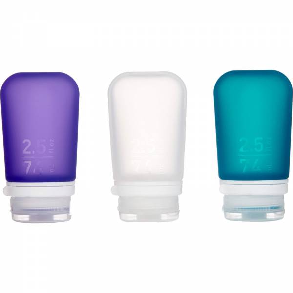 humangear GoToob+ 3er Pack - 3 x 74 ml Tube transparent-violett-türkis - Bild 2